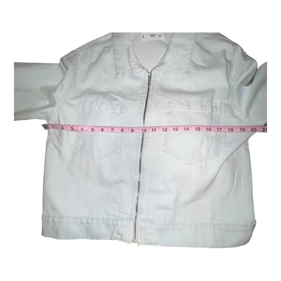Mango MNG Pocketed Denim Jacket Full Zip Women Size Medium White Collared Casual - Picture 5 of 9